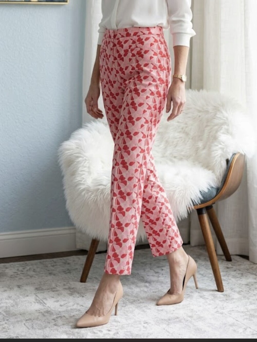 NWT Talbots Chatham Slim Ankle Pants - Floral Jacquard Sz 4p